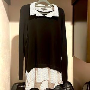 Adrianna Papell Black and White Layered Blouse